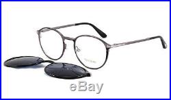 New Tom Ford TF 5476 12V Ruthenium/Blue Eyeglasses WithMagnetic Clip On Sunglasses