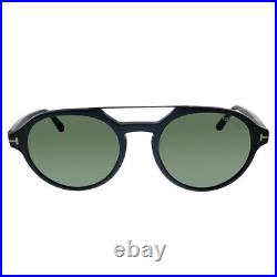 New Tom Ford TF 696 02N Matte Black Plastic Round Sunglasses Green Lens