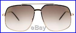 New Tom Ford TF439 01G 60MM Ronnie Shiny Black Sunglasses Gold Mirror Lens