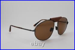 New Tom Ford Tf 1095 08e Ken Brown Leather Gunmetal Authentic Sunglasses 60-16