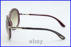 New Tom Ford Tf 162 59f Clothilde Grey Burgundy Gold Authentic Sunglasses 61-12