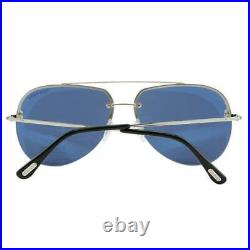 New Tom Ford Tf 584 16v Brad-02 Silver Blue Authentic Aviator Sunglasses Ft 63mm