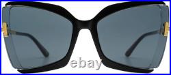 New Tom Ford Women Butterfly Sunglasses FT0766 Gia 03A Black/Crystal/Grey 63mm