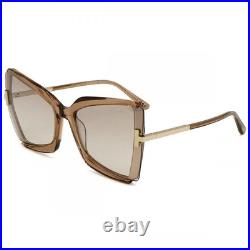 New Tom Ford Women Butterfly Sunglasses FT0766 Gia 57G Shiny Beige /Brown 63mm