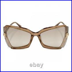 New Tom Ford Women Butterfly Sunglasses FT0766 Gia 57G Shiny Beige /Brown 63mm