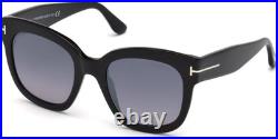 New Tom Ford Women's Square Sunglasses FT0613 Beatrix-02 01C Shiny Black 52mm