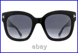 New Tom Ford Women's Square Sunglasses FT0613 Beatrix-02 01C Shiny Black 52mm