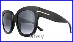 New Tom Ford Women's Square Sunglasses FT0613 Beatrix-02 01C Shiny Black 52mm