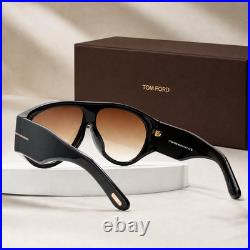 Om Ford Bronson TF1044 Black Aviator Sunglasses Brown Gradient 60-12-140