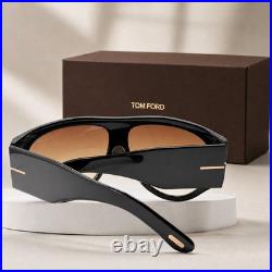 Om Ford Bronson TF1044 Black Aviator Sunglasses Brown Gradient 60-12-140