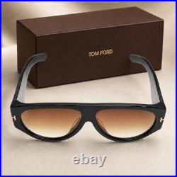 Om Ford Bronson TF1044 Black Aviator Sunglasses Brown Gradient 60-12-140