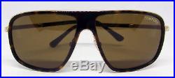 QUENTIN BY TOM FORD DARK HAVANA BROWN W GOLD TRIM SUNGLASSES TF463 52K With CASE