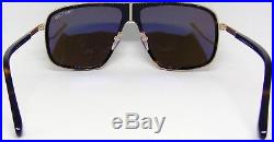 QUENTIN BY TOM FORD DARK HAVANA BROWN W GOLD TRIM SUNGLASSES TF463 52K With CASE