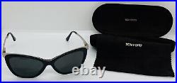 RARE Authentic TOM FORD TF5374 001 54-15 135 Shiny Black & Gold Sunglasses