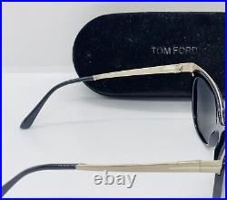 RARE Authentic TOM FORD TF5374 001 54-15 135 Shiny Black & Gold Sunglasses