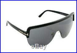 RARE NEW TOM FORD ANGUS-02 Shiny Black Grey Shield Sunglasses TF 560 FT 0560 01A