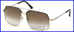 RARE NEW TOM FORD RONNIE Black Gold Brown Mirror Sunglasses TF 439 FT 0439 01G
