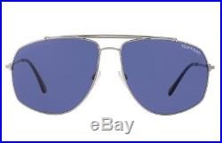 RARE TOM FORD GEORGES Ruthenium Blue Lens Pilot Sunglasses TF 496 FT 0496 14V