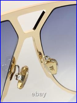 TOM FORD 1060 Clear Blue Lenses, Gold Frame Aviator Sunglasses 64-14-135
