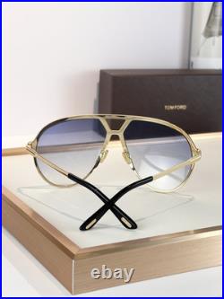 TOM FORD 1060 Clear Blue Lenses, Gold Frame Aviator Sunglasses 64-14-135