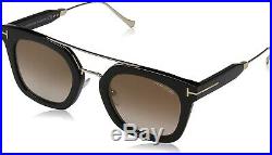 TOM FORD ALEX-02 TF 541 01F Black Gold Brown Gradient Mirror Sunglasses Unisex