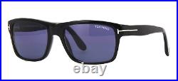 TOM FORD AUGUST FT0678 01V Sunglasses Black Frame Blue Lenses 58mm