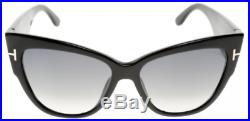 TOM FORD Anoushka TF 371 01B Shiny Black / Grey Gradient Sunglasses BNIB FT0371