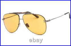 TOM FORD BRADY FT1018 08E Sunglasses Gunmetal Frame Brown Yellow Lenses 60mm