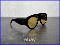 TOM FORD BRONSON SUNGLASSES FT 1044 SHINY BLACK withYELLOW LENS 01E! SHIPS TODAY
