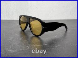 TOM FORD BRONSON SUNGLASSES FT 1044 SHINY BLACK withYELLOW LENS 01E! SHIPS TODAY