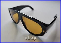 TOM FORD BRONSON TF1044 ECO 01E BLACK MEN'S BIG SUNGLASSES w YELLOW LENS ITALY