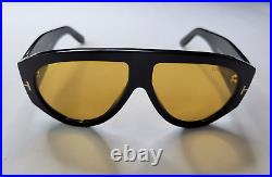 TOM FORD BRONSON TF1044 ECO 01E BLACK MEN'S BIG SUNGLASSES w YELLOW LENS ITALY