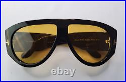 TOM FORD BRONSON TF1044 ECO 01E BLACK MEN'S BIG SUNGLASSES w YELLOW LENS ITALY