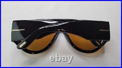 TOM FORD BRONSON TF1044 ECO 01E BLACK MEN'S BIG SUNGLASSES w YELLOW LENS ITALY