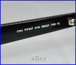 TOM FORD CLINT TF537 01N SHINY BLACK GREEN LENSES ROUND SUNGLASSES 50mm