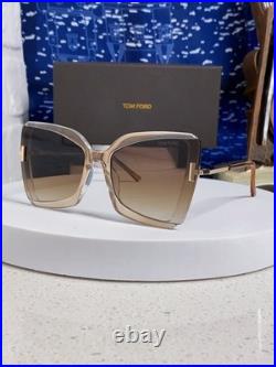 TOM FORD Clear Brown Frame Butterfly-Shaped Sunglasses 65 20-138