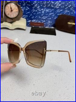 TOM FORD Clear Brown Frame Butterfly-Shaped Sunglasses 65 20-138