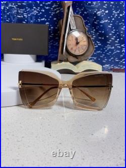 TOM FORD Clear Brown Frame Butterfly-Shaped Sunglasses 65 20-138