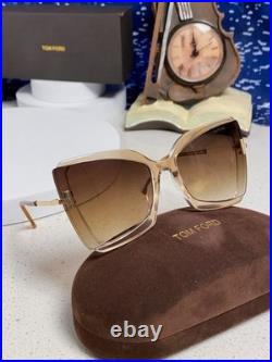 TOM FORD Clear Brown Frame Butterfly-Shaped Sunglasses 65 20-138