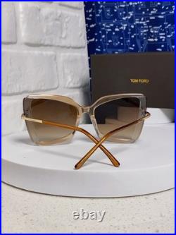 TOM FORD Clear Brown Frame Butterfly-Shaped Sunglasses 65 20-138