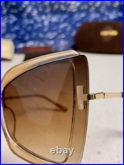 TOM FORD Clear Brown Frame Butterfly-Shaped Sunglasses 65 20-138