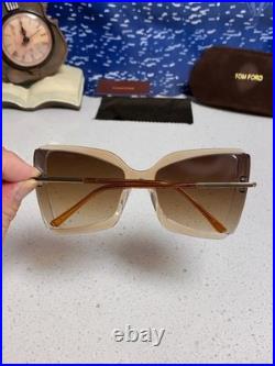 TOM FORD Clear Brown Frame Butterfly-Shaped Sunglasses 65 20-138