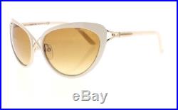 TOM FORD DARIA TF 321 32F White, Ivory & Gold / Brown Grad Sunglasses NWD AUTH