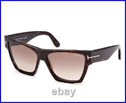 TOM FORD DOVE FT0942 52K Sunglasses Dark Havana Frame Brown Gradient Lenses 59mm