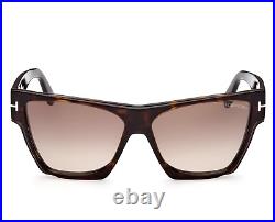 TOM FORD DOVE FT0942 52K Sunglasses Dark Havana Frame Brown Gradient Lenses 59mm