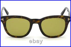 TOM FORD Eugenio FT0676 52N Sunglasses Dark Havana Frame Green Lenses 52mm