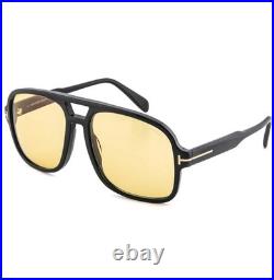 TOM FORD FALCONER-02 FT0884 01E Black Yellow Aviator Sunglass 0884 TF884