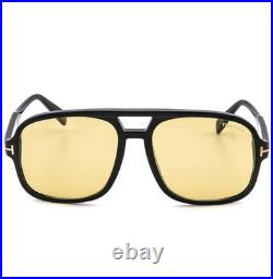 TOM FORD FALCONER-02 FT0884 01E Black Yellow Aviator Sunglass 0884 TF884