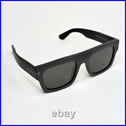 TOM FORD FAUSTO TF0711N 02A Matte Black Modern Bold Sunglasses Authentic 711