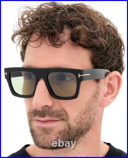 TOM FORD FAUSTO TF711 01N BLACK WithPHOTOCHROMIC LIGHT GREEN LENS SUNGLASSES 53-20